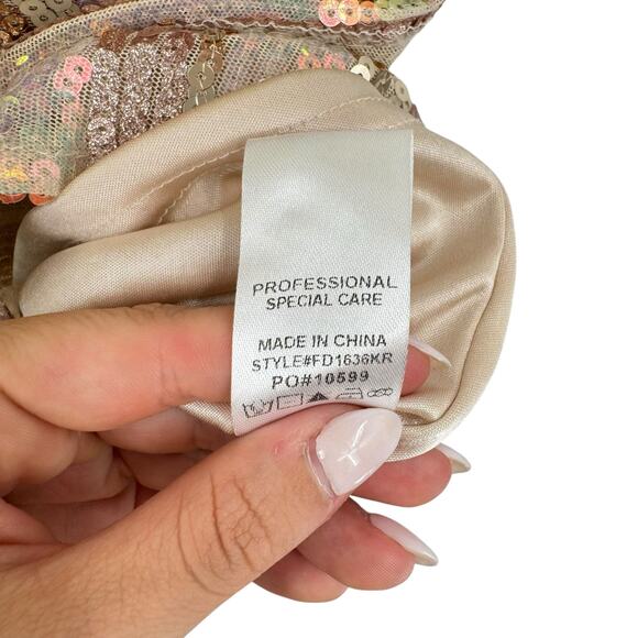 Karlie Sequin Gold Glitter Stripe Faux Wrap V-neck Mini Party Dress - Picture 16 of 16